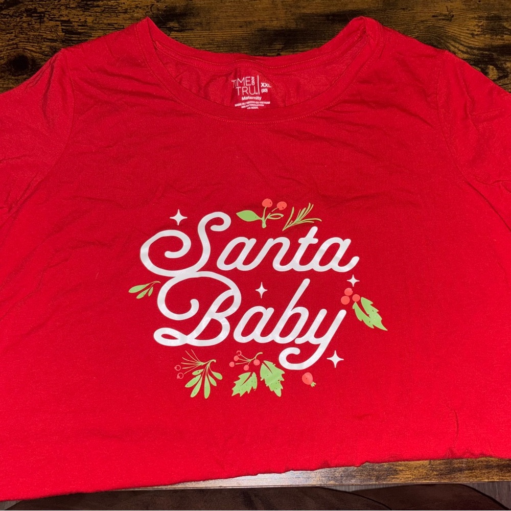 Red Santa Baby Maternity Shirt XXL 20